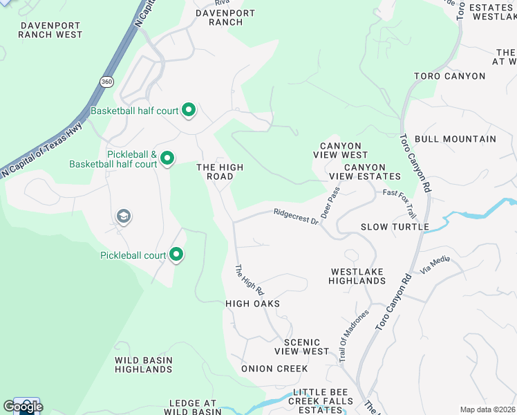 map of restaurants, bars, coffee shops, grocery stores, and more near 1410 Ridgecrest Drive in Austin