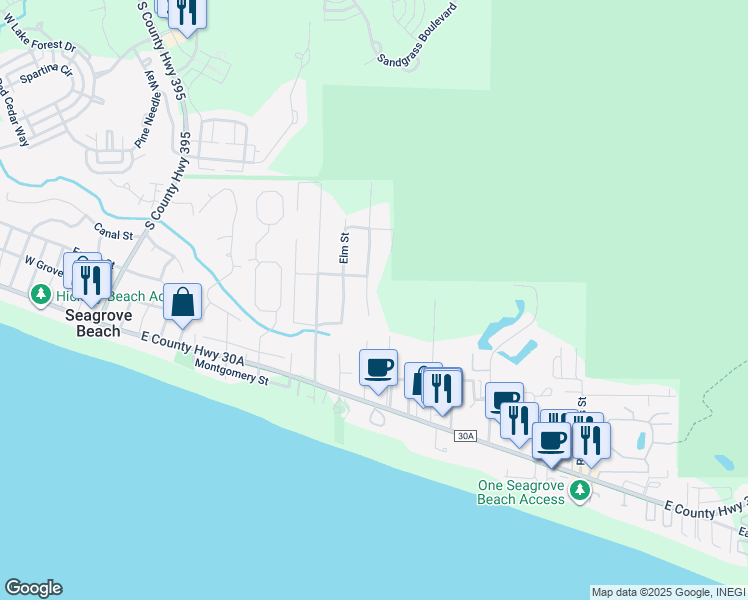 map of restaurants, bars, coffee shops, grocery stores, and more near 429 Montigo Avenue in Santa Rosa Beach