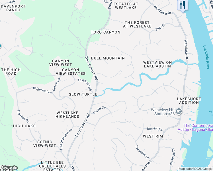 map of restaurants, bars, coffee shops, grocery stores, and more near 4701 Peace Pipe Path in Austin