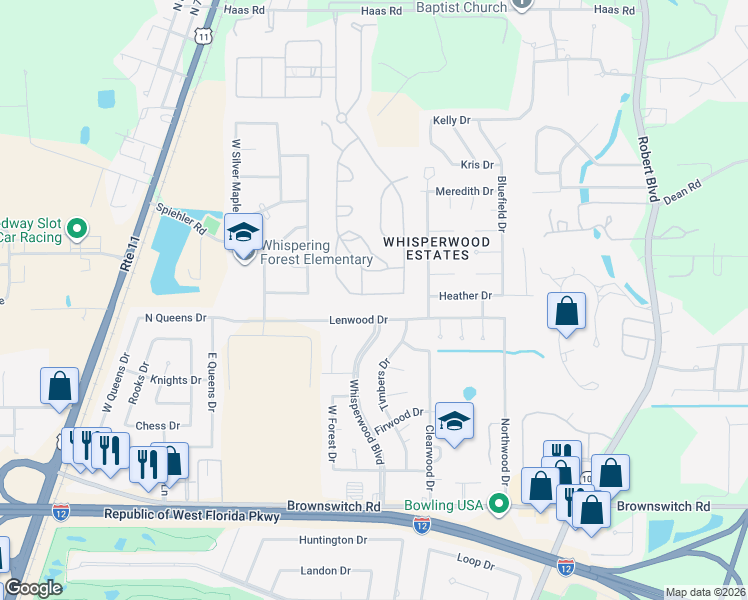 map of restaurants, bars, coffee shops, grocery stores, and more near 573 Claiborne Trails Drive in Slidell