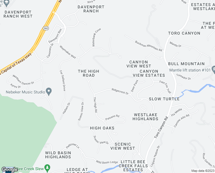 map of restaurants, bars, coffee shops, grocery stores, and more near 1410 Ridgecrest Drive in Austin