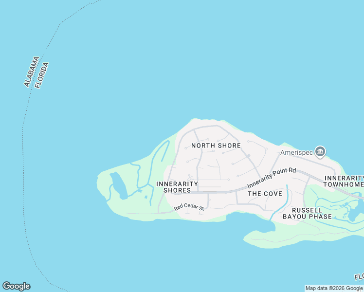 map of restaurants, bars, coffee shops, grocery stores, and more near 5427 N Shore Rd in Pensacola