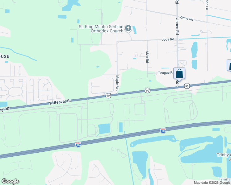 map of restaurants, bars, coffee shops, grocery stores, and more near 9646 Watershed Drive South in Jacksonville