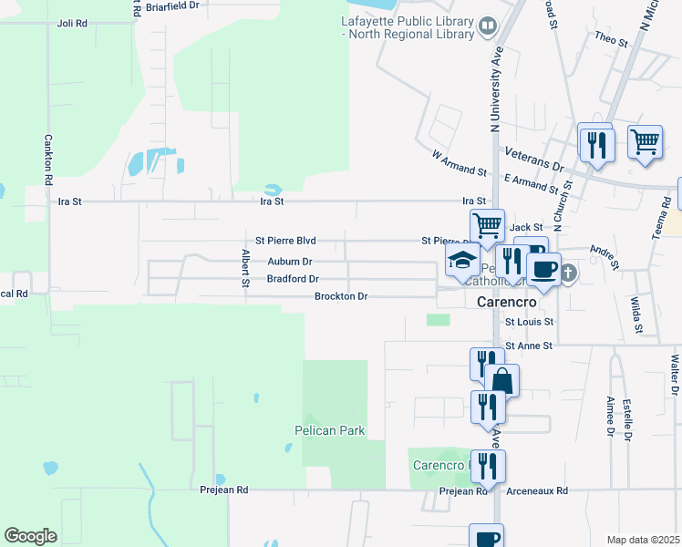 map of restaurants, bars, coffee shops, grocery stores, and more near Morocco in Carencro