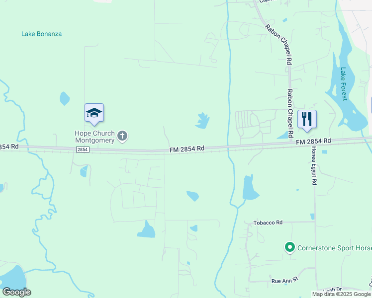map of restaurants, bars, coffee shops, grocery stores, and more near 16128 FM 2854 Road in Montgomery