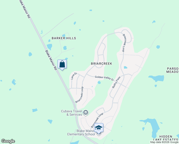map of restaurants, bars, coffee shops, grocery stores, and more near 17716 Golden Valley Drive in Manor