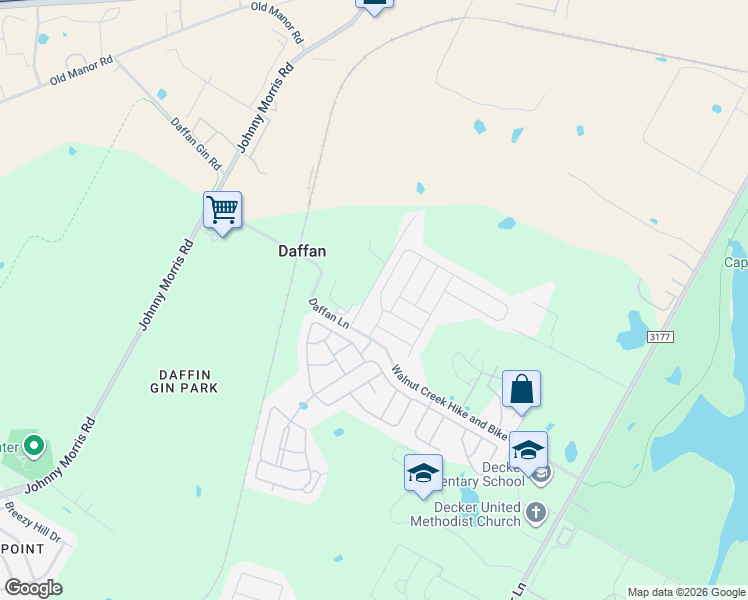 map of restaurants, bars, coffee shops, grocery stores, and more near 7600 Daffan Lane in Austin