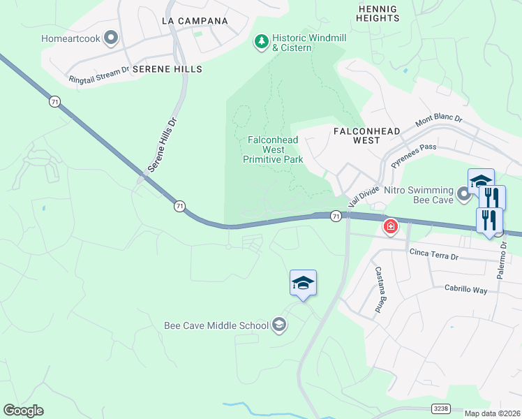 map of restaurants, bars, coffee shops, grocery stores, and more near 5513 Patagonia Pass in Austin