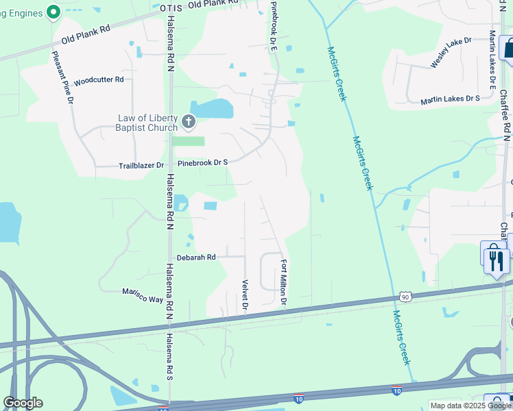 map of restaurants, bars, coffee shops, grocery stores, and more near 11877 Delmar Creek Court in Jacksonville