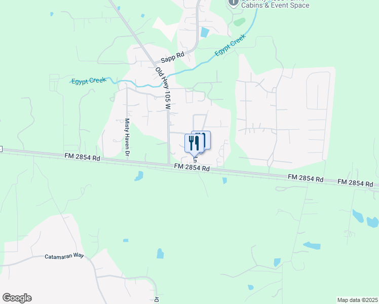 map of restaurants, bars, coffee shops, grocery stores, and more near 12412 FM 2854 Road in Conroe