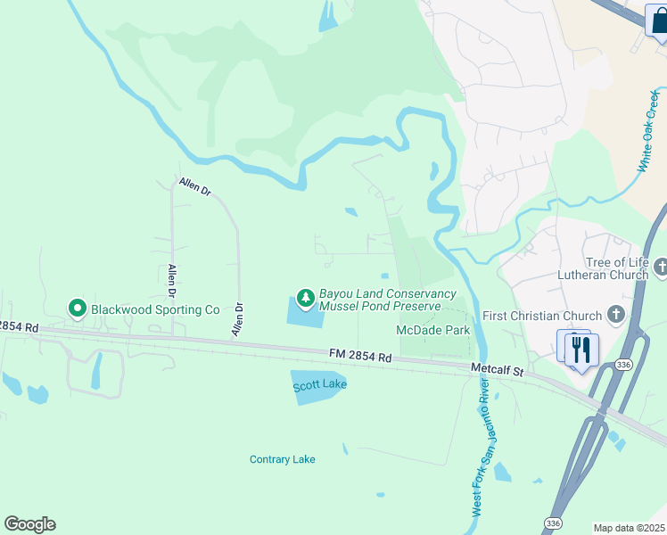 map of restaurants, bars, coffee shops, grocery stores, and more near 211 Garden West in Conroe