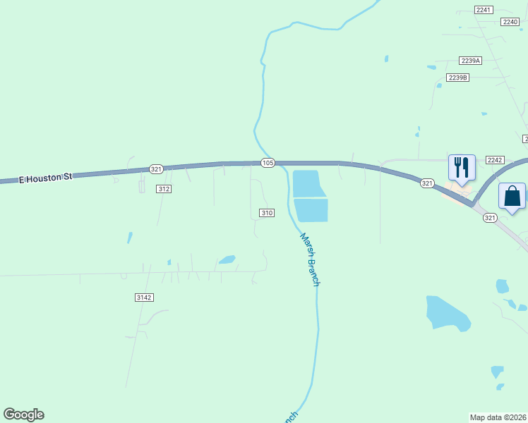 map of restaurants, bars, coffee shops, grocery stores, and more near 214 County Road 310 in Cleveland