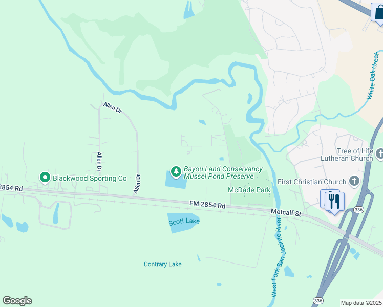 map of restaurants, bars, coffee shops, grocery stores, and more near 211 Garden West in Conroe