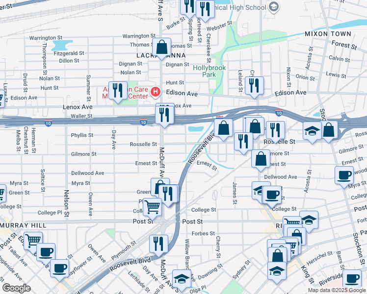 map of restaurants, bars, coffee shops, grocery stores, and more near 660 Willow Branch Avenue in Jacksonville