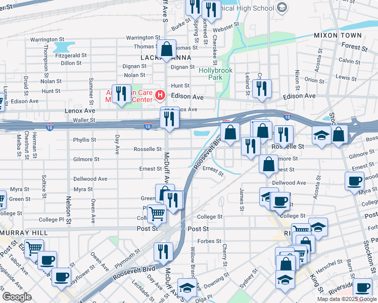 map of restaurants, bars, coffee shops, grocery stores, and more near 660 Willow Branch Avenue in Jacksonville
