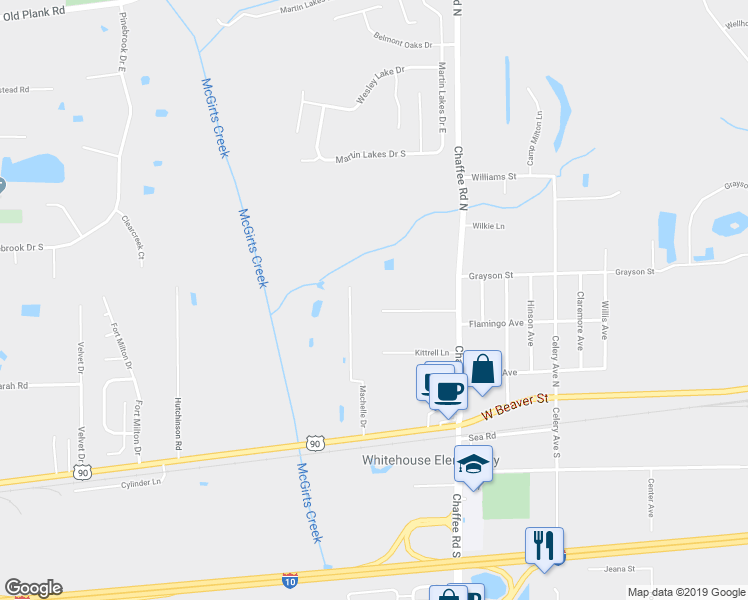 map of restaurants, bars, coffee shops, grocery stores, and more near 11445 Kittrell Pines Terrace in Jacksonville