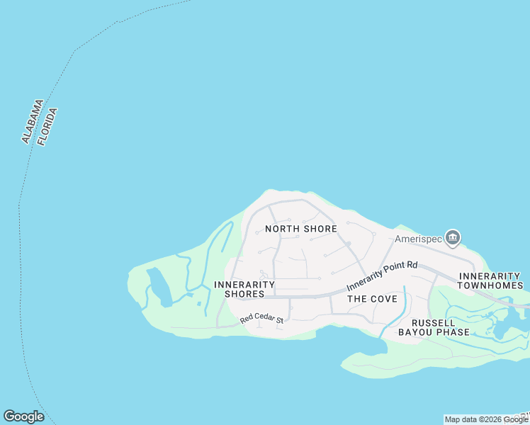 map of restaurants, bars, coffee shops, grocery stores, and more near 5451 North Shore Road in Pensacola