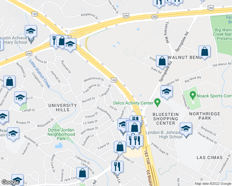 map of restaurants, bars, coffee shops, grocery stores, and more near 3304 Vintage Hills Cove in Austin
