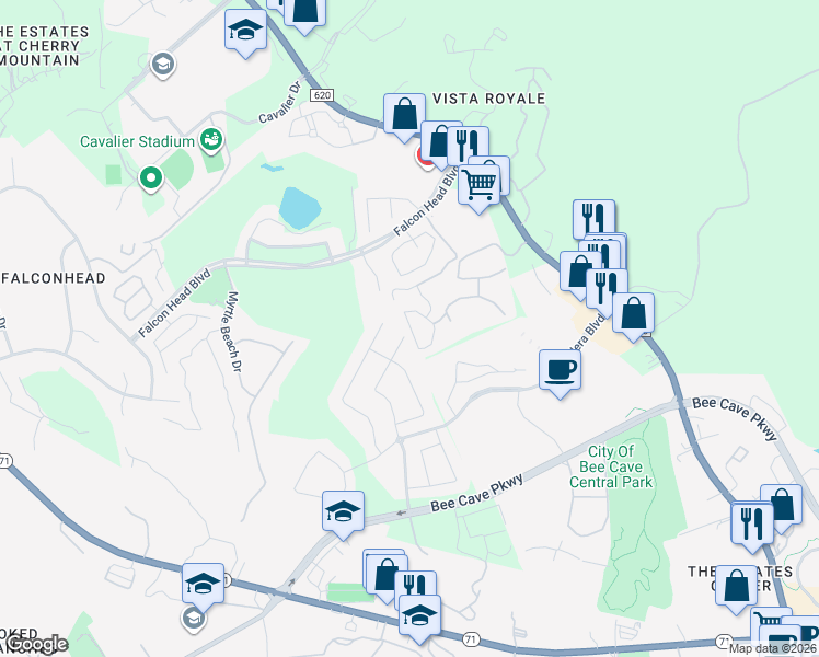 map of restaurants, bars, coffee shops, grocery stores, and more near 13708 Golden Wave Loop in Austin