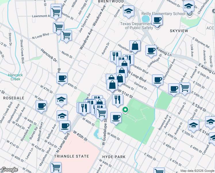 map of restaurants, bars, coffee shops, grocery stores, and more near 906 Capitol Court in Austin