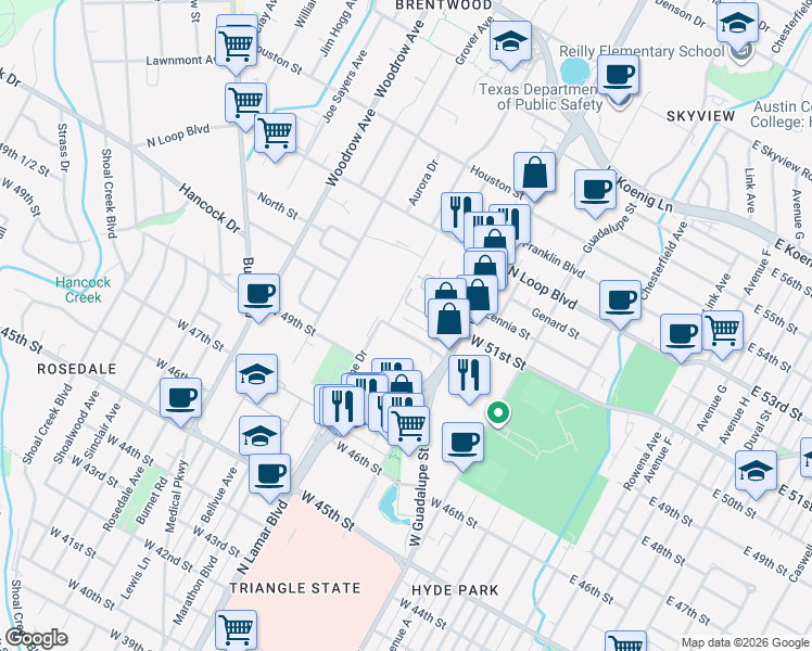 map of restaurants, bars, coffee shops, grocery stores, and more near 904 Capitol Court in Austin