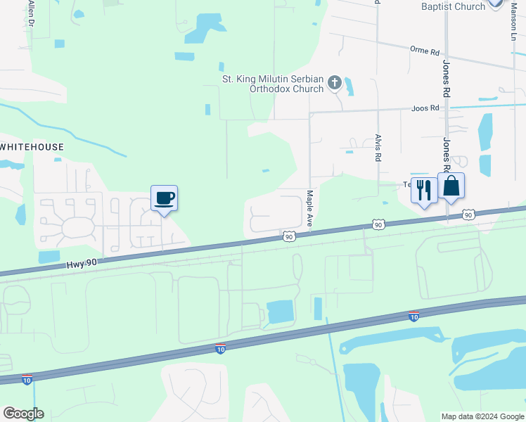 map of restaurants, bars, coffee shops, grocery stores, and more near 9727 Watershed Court in Jacksonville