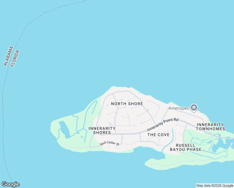 map of restaurants, bars, coffee shops, grocery stores, and more near 5451 North Shore Road in Pensacola