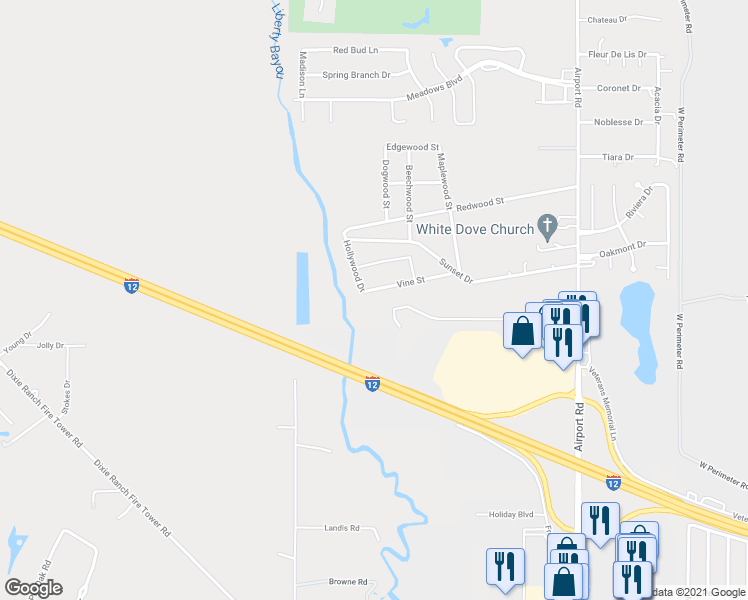 map of restaurants, bars, coffee shops, grocery stores, and more near 231 Vine Street in Slidell