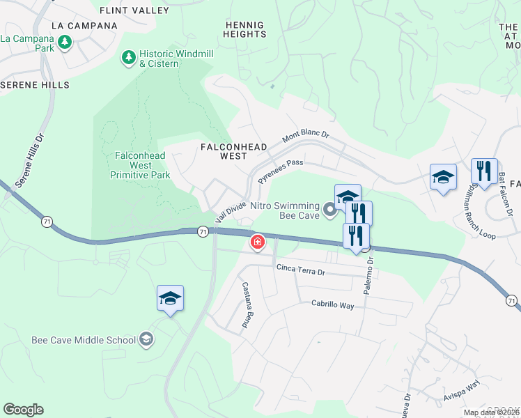 map of restaurants, bars, coffee shops, grocery stores, and more near 5021 Pyrenees Pass in Austin
