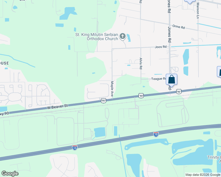 map of restaurants, bars, coffee shops, grocery stores, and more near 9598 Watershed Drive East in Jacksonville