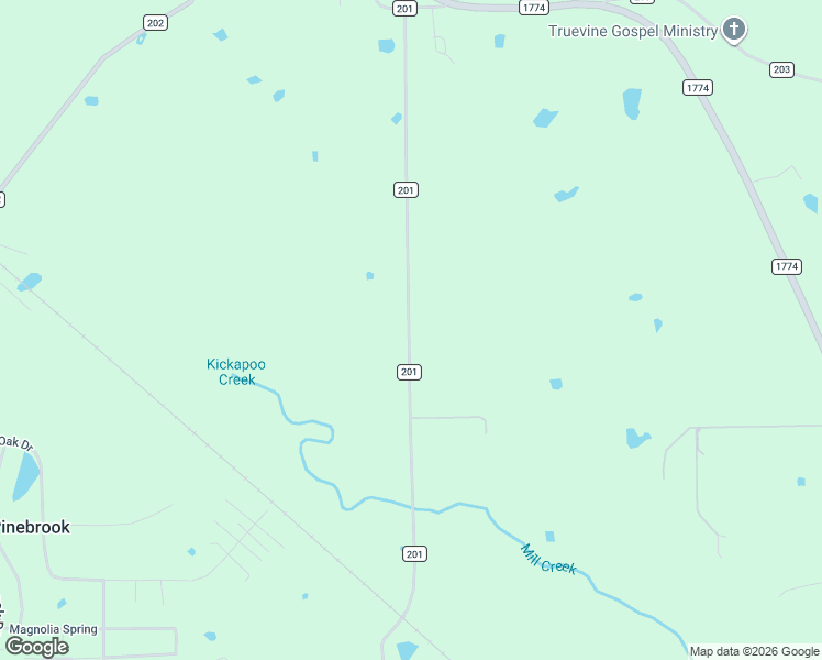 map of restaurants, bars, coffee shops, grocery stores, and more near County Road 201 in Plantersville