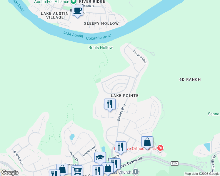 map of restaurants, bars, coffee shops, grocery stores, and more near 12013 Preserve Vista Terrace in Austin
