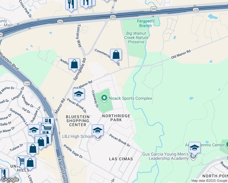 map of restaurants, bars, coffee shops, grocery stores, and more near 7900 Crystalbrook West in Austin