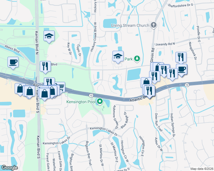 map of restaurants, bars, coffee shops, grocery stores, and more near 81 Reeding Ridge Drive East in Jacksonville