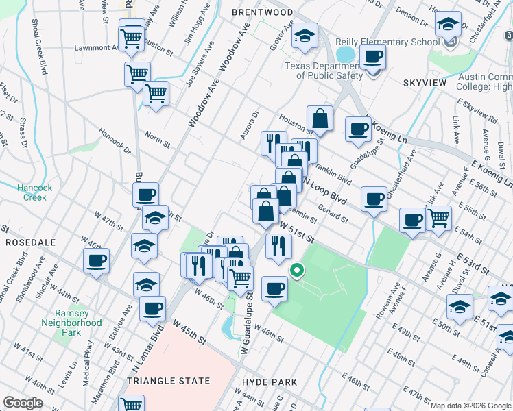 map of restaurants, bars, coffee shops, grocery stores, and more near 904 Capitol Court in Austin