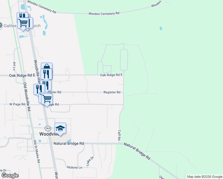 map of restaurants, bars, coffee shops, grocery stores, and more near 2380 Register Road in Tallahassee
