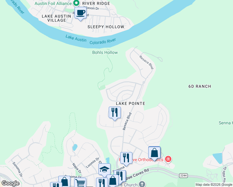 map of restaurants, bars, coffee shops, grocery stores, and more near 12016 Preserve Vista Terrace in Austin