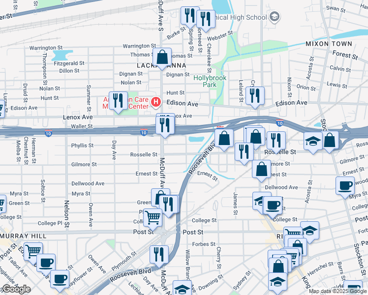 map of restaurants, bars, coffee shops, grocery stores, and more near 660 Willow Branch Avenue in Jacksonville