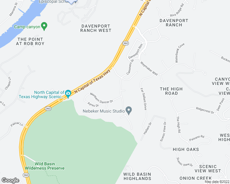 map of restaurants, bars, coffee shops, grocery stores, and more near 2004 Canonero Drive in Austin