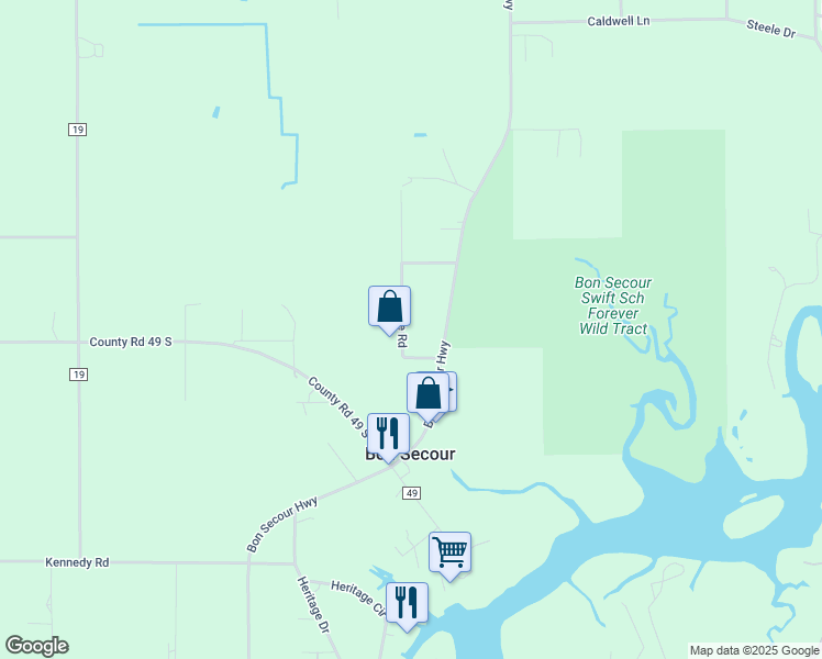 map of restaurants, bars, coffee shops, grocery stores, and more near 6546 Charme Road in Bon Secour