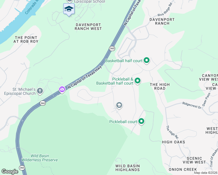 map of restaurants, bars, coffee shops, grocery stores, and more near 2004 Canonero Drive in Austin