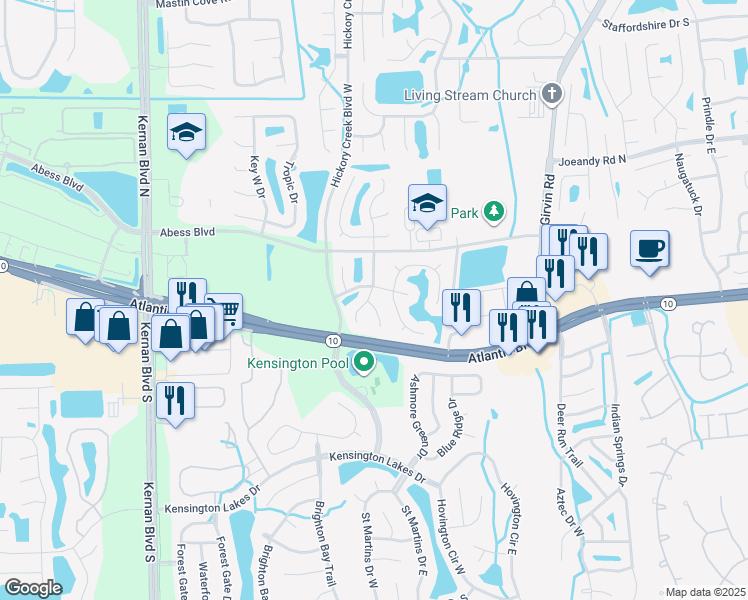 map of restaurants, bars, coffee shops, grocery stores, and more near 59 Sterling Hill Drive in Jacksonville