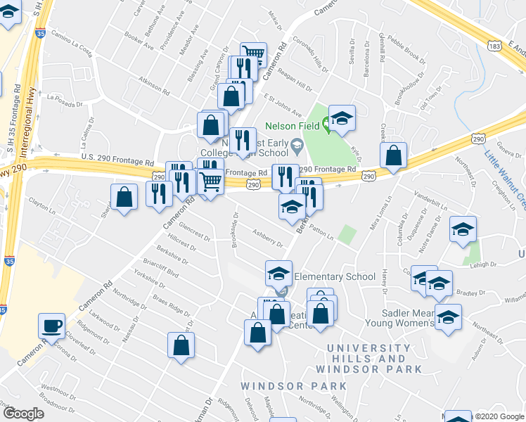 map of restaurants, bars, coffee shops, grocery stores, and more near 1514 Wheless Lane in Austin