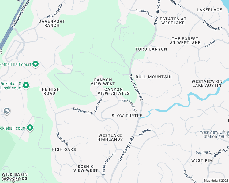 map of restaurants, bars, coffee shops, grocery stores, and more near 2715 Trail of the Madrones in Austin