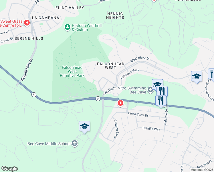 map of restaurants, bars, coffee shops, grocery stores, and more near 16101 Maritime Alps Way in Austin