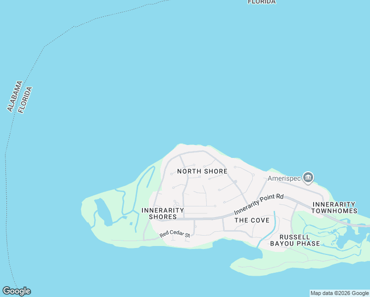 map of restaurants, bars, coffee shops, grocery stores, and more near 5451 North Shore Road in Pensacola