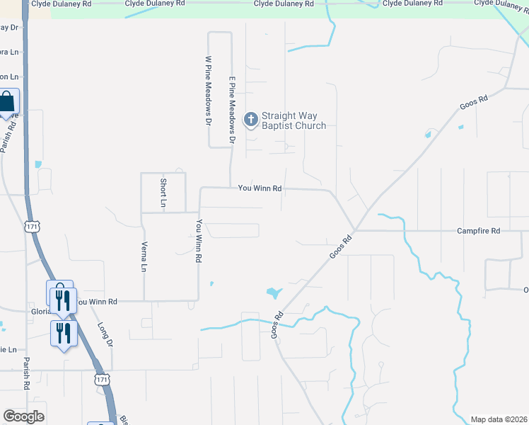 map of restaurants, bars, coffee shops, grocery stores, and more near 921-1093 Wineberry Ln in Moss Bluff