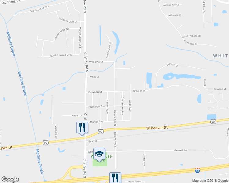 map of restaurants, bars, coffee shops, grocery stores, and more near 10949 Grayson Street in Jacksonville