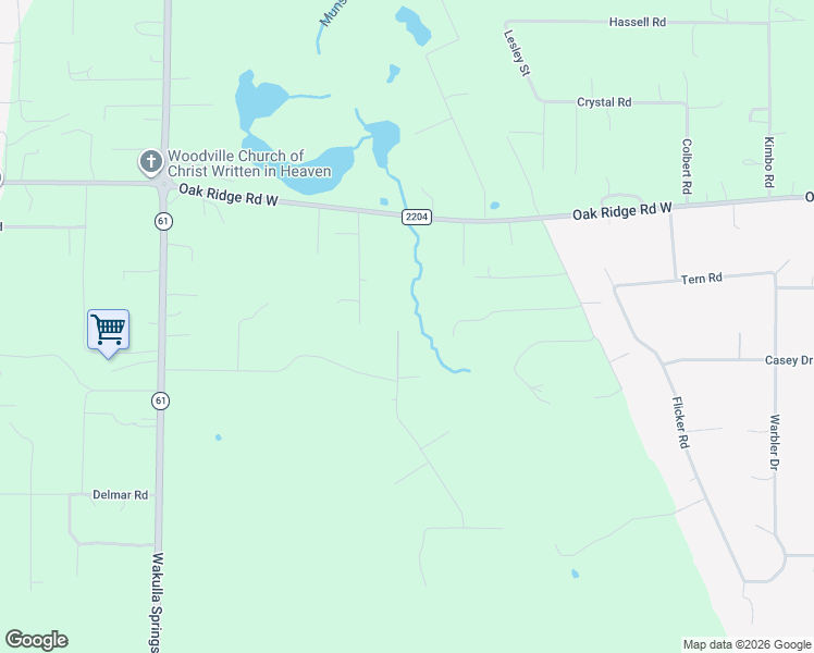 map of restaurants, bars, coffee shops, grocery stores, and more near 1215 Oak Ridge Road West in Tallahassee