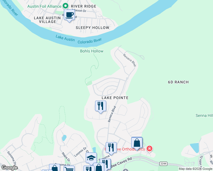 map of restaurants, bars, coffee shops, grocery stores, and more near 12004 Preserve Vista Terrace in Austin